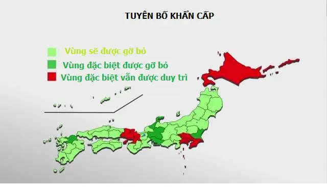 Thumbnail của bài viết: Nhật Bản dự định gỡ bỏ tuyên bố khẩn cấp với 39 tỉnh. Tokyo, Osaka...vẫn được duy trì.